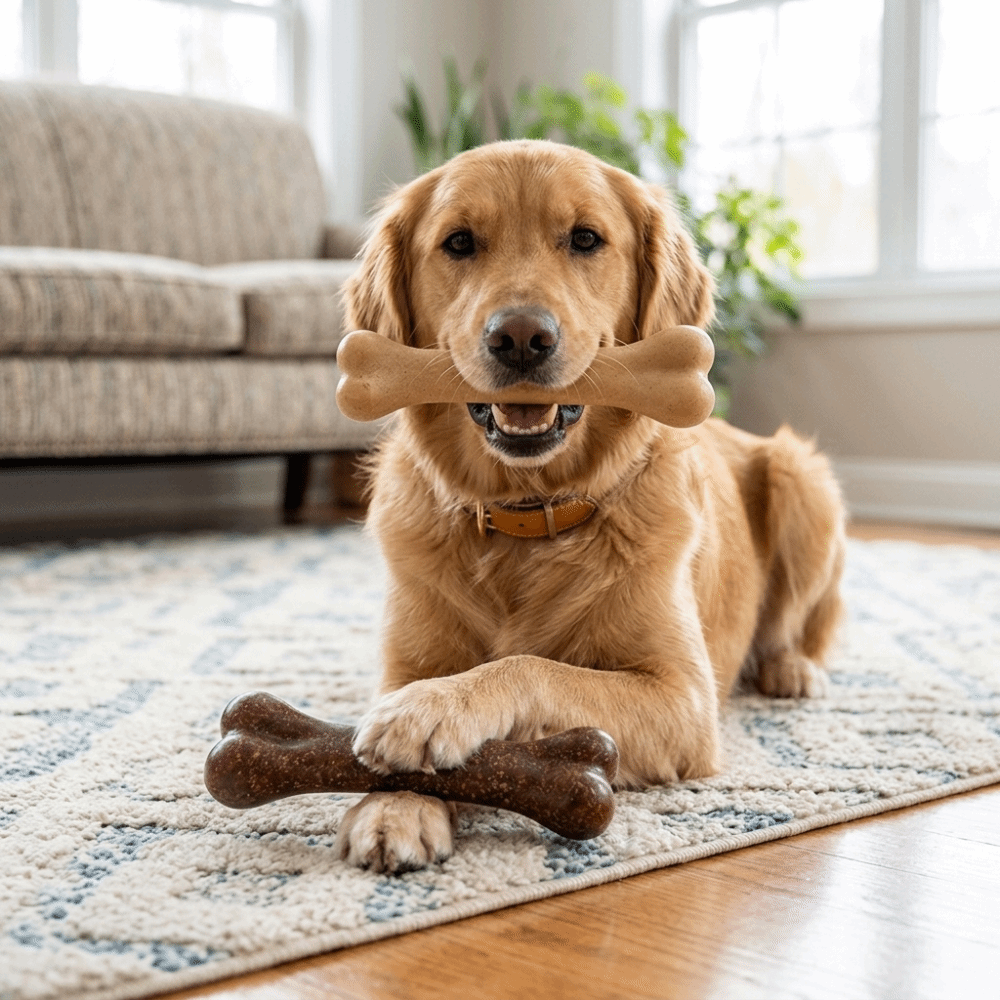 Bone Shaped Bone Chew Toy Beef - Teeth Cleaning Dog Chew Bone 评论和价格