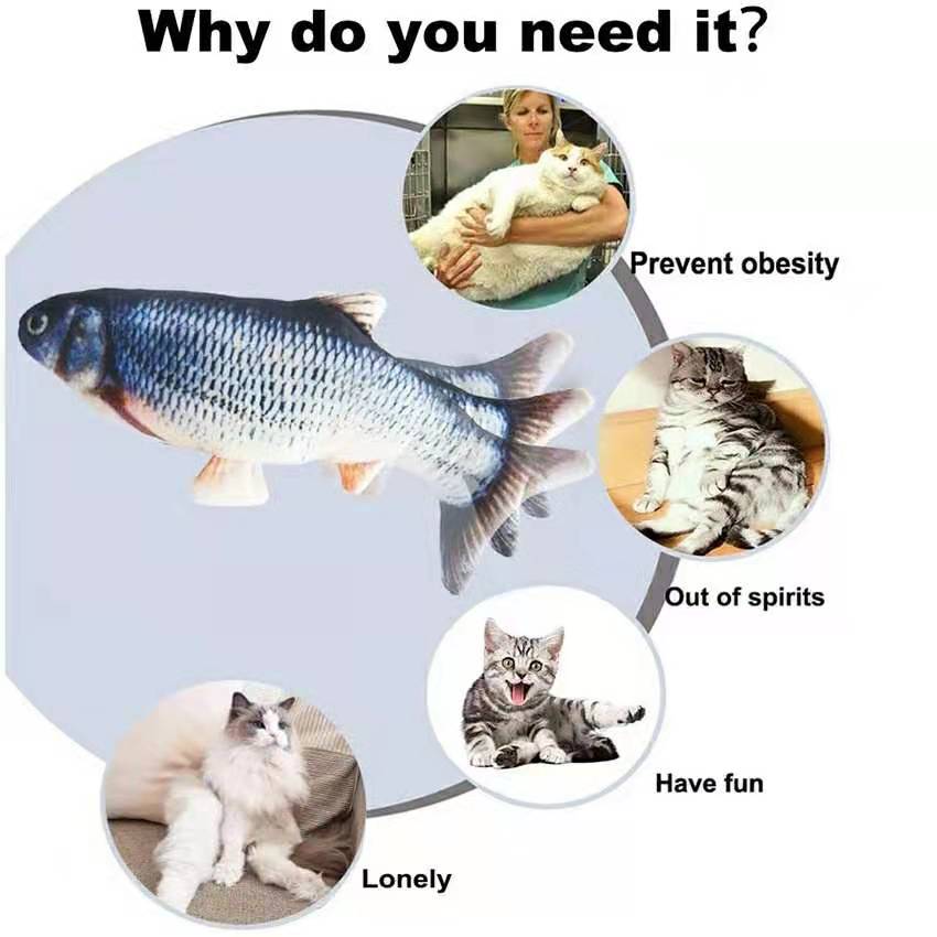 Cat Toys Fish USB Charger Fish - Electric Floppy Fish Dog Toy 评论和价格