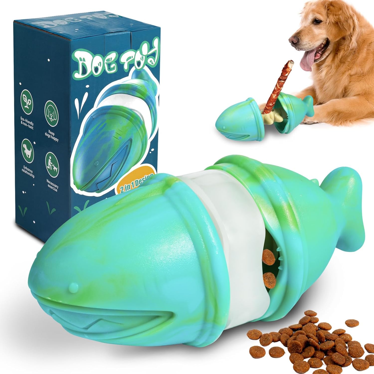 2-in-1 Treat Dispensing Chew T - Rubber Treat Dispensing Dog Toy 评论和价格