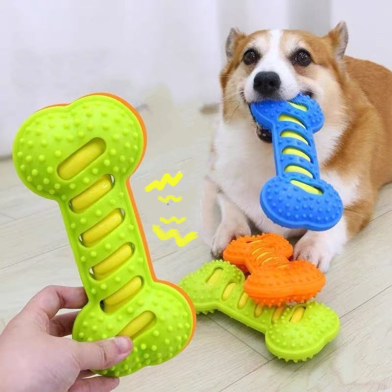 Durable Rubber Dog Chew Toy Sq - Teeth Cleaning Dog Chew Bone 评论和价格