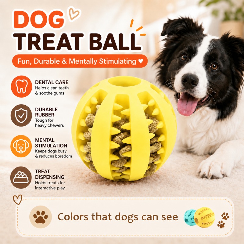 1 Pcs Dog Treat Ball Interacti - Rubber Treat Dispensing Dog Toy 评论和价格