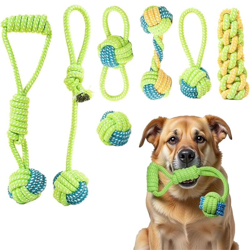 1/7 Pack Heavy Duty Dog Tug Ro - Dog Rope Toy Aggressive Chewers 评论和价格